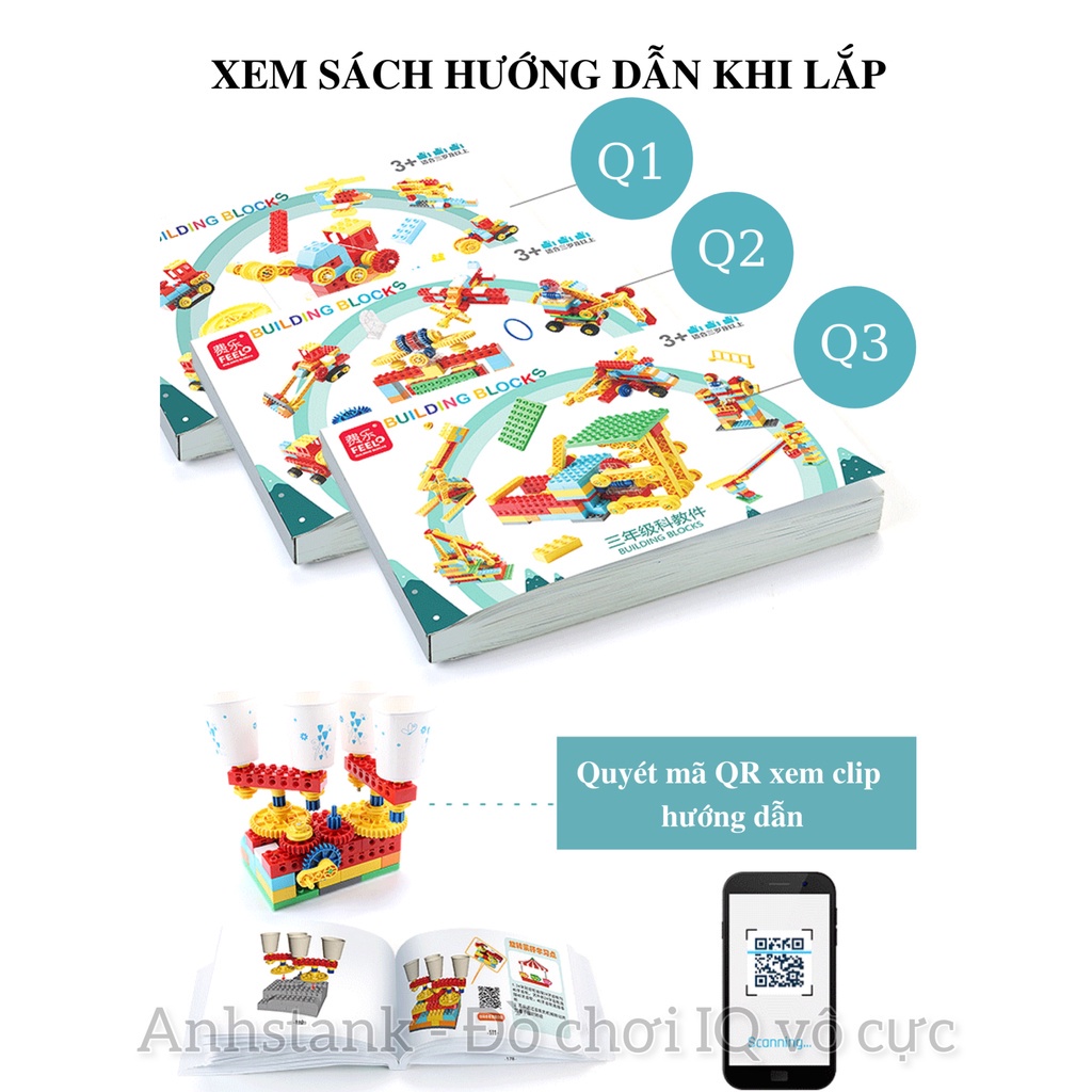 Lego kích cỡ to Duplo Xếp hình Kỹ sư cơ khí Siêu động cơ STEM, động cơ hoạt động 8h bảo hành 1 đổi 1