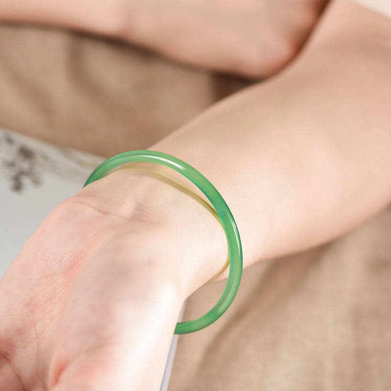 Vòng Đeo Tay Chalcedony Tự Nhiên Siêu Mỏng Phong Cách Trung Hoa Cho Nữ