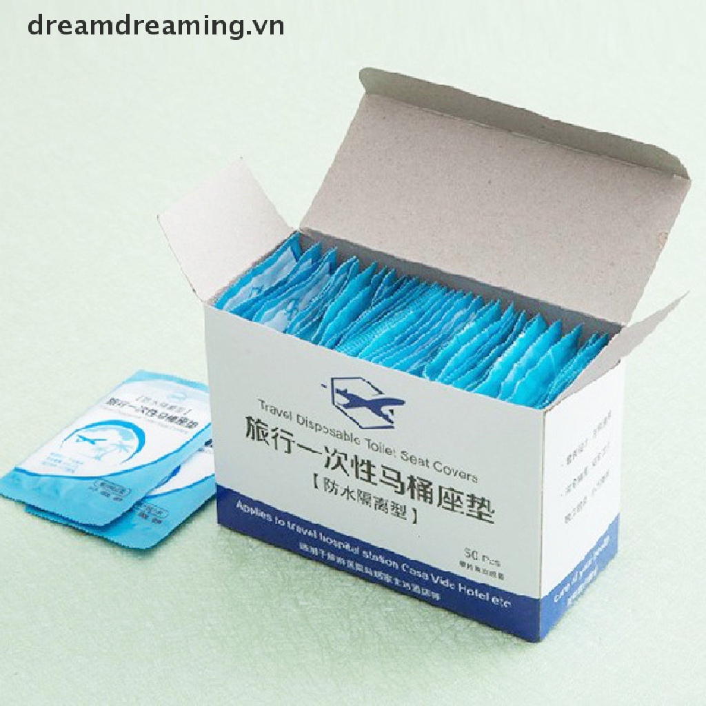 Bộ 50 Miếng Lót Bồn Cầu Bằng Nhựa PE Dùng Một Lần An Toàn Tiện Lợi