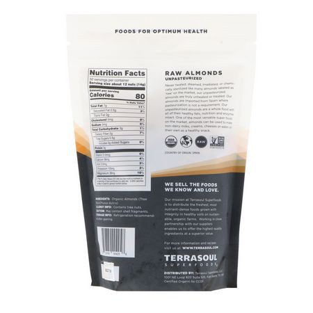 Hạt hạnh nhân thô hữu cơ (Organic Almond Nut) - Terrasoul - 454g - HCMShop
