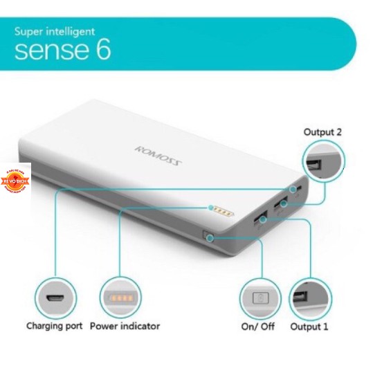 Pin sạc dự phòng Romoss SENSE 6 20.000mAh (Trắng)