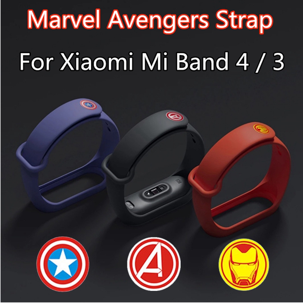 Dây đeo silicone họa tiết Avengers thay thế cho vòng tay thông minh Xiaomi Mi Band 4 / 3