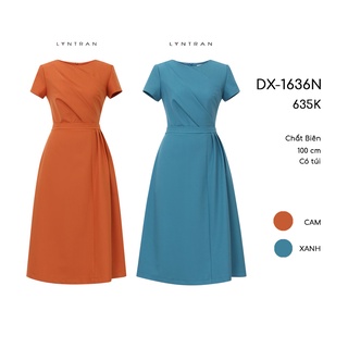 Váy xòe nếp xếp rủ thân trên DX-1636N Lyntran Váy xòe xếp ly sườn tối giản sang trọng