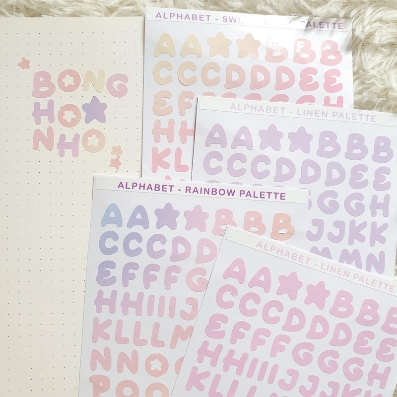 Bonghianho_studio, Sticker nhãn dán bảng chữ cái màu ngọt ngào như kẹo
