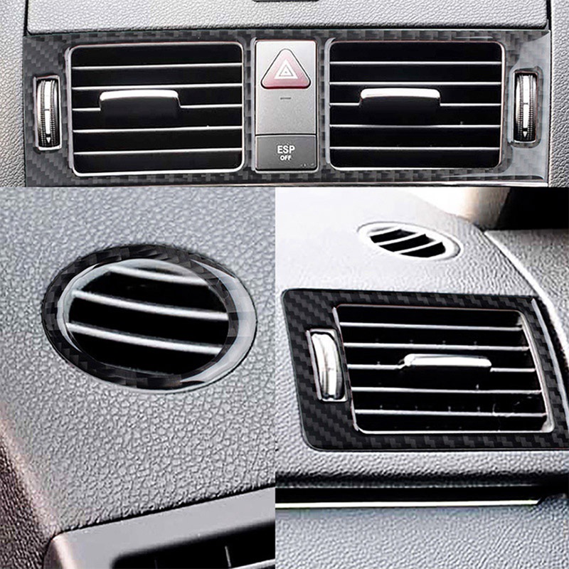 Set 5 Ốp Viền Lỗ Thông Gió Bằng Sợi Carbon Cho Xe Hơi Benz C-Class W204 2007-2013