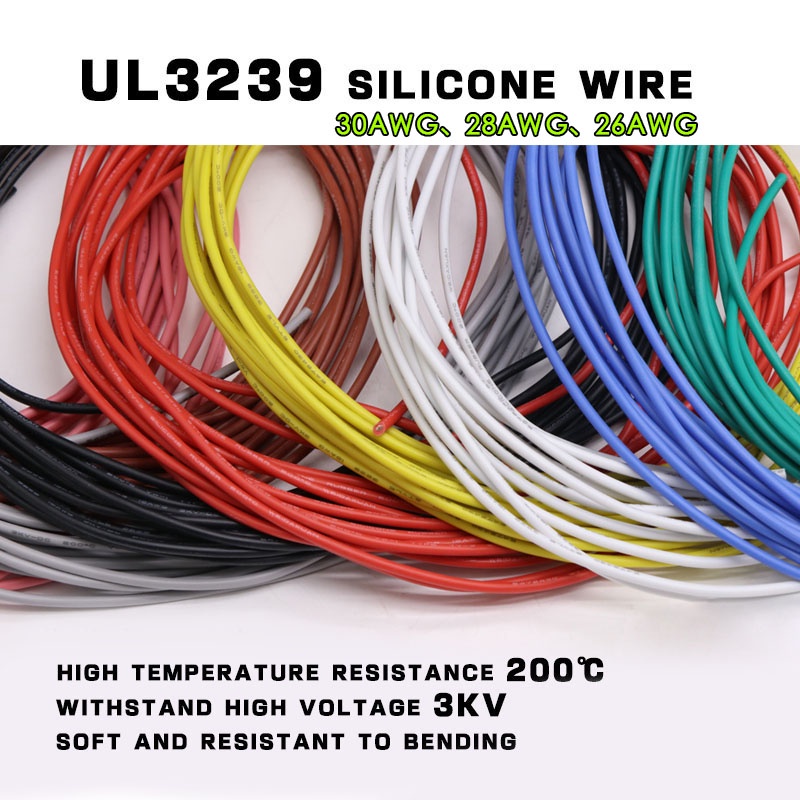 Dây Silicon Ul3239 30AWG, 28AWG, 26AWG, 3KV Dây Điện Áp Cao, Mềm Chịu Nhiệt Độ Cao 200 Độ, Dây, Dây 