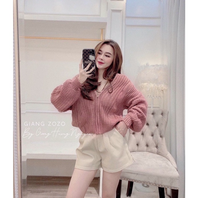 Áo Khoác len khoá mũ