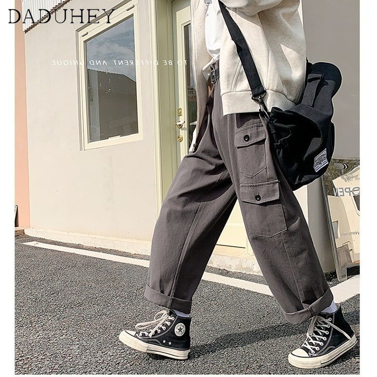 DaDuHey Men's Korean-Style Trendy, Smart and All-Matching Workwear Pants Ins Fashion Brand Draping Loose Straight Casual Pants