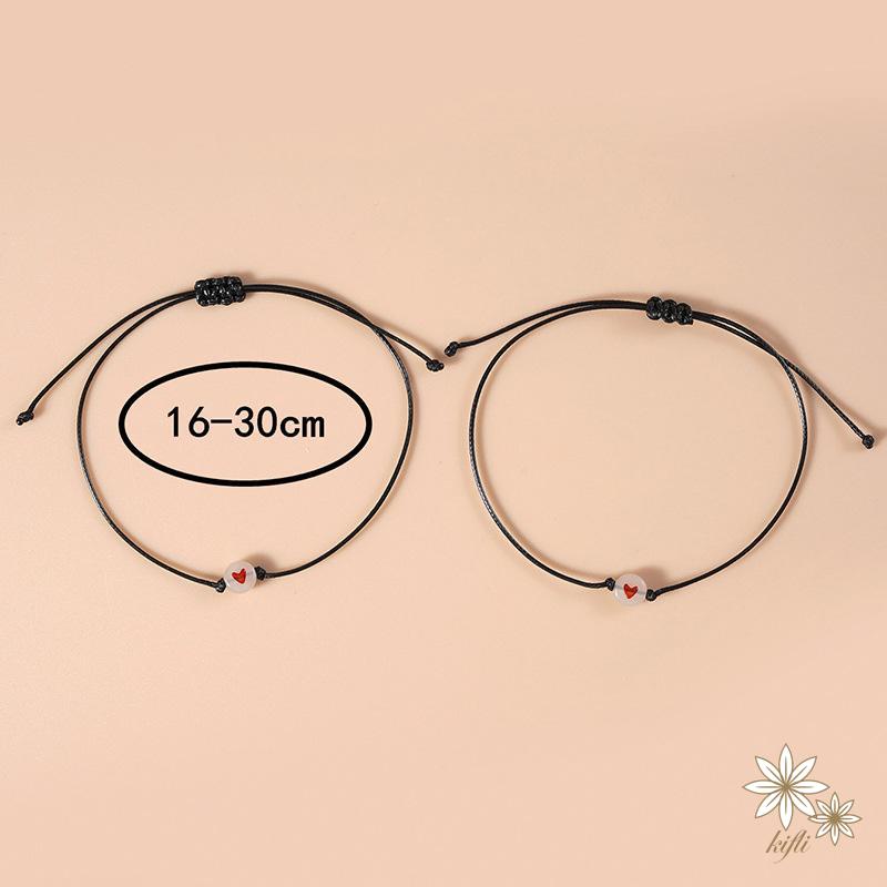 【kifli】Set 2 vòng tay dây bện mặt hình trái tim dạ quang thời trang cho cặp đôi