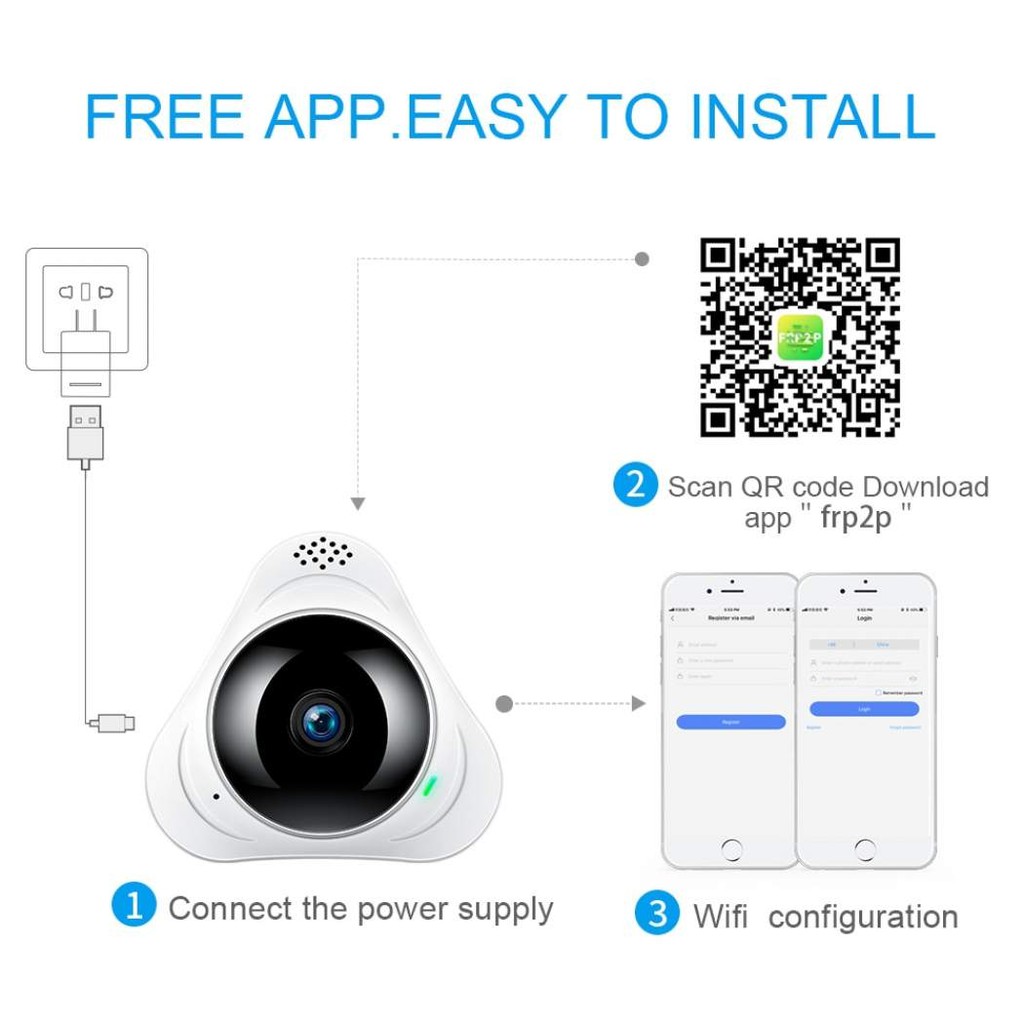 Camera yoosee 360 VR HD 960P Mini quan sát mọi góc nhìn+ thẻ nhớ chuyên dụng camera 32gb | BigBuy360 - bigbuy360.vn