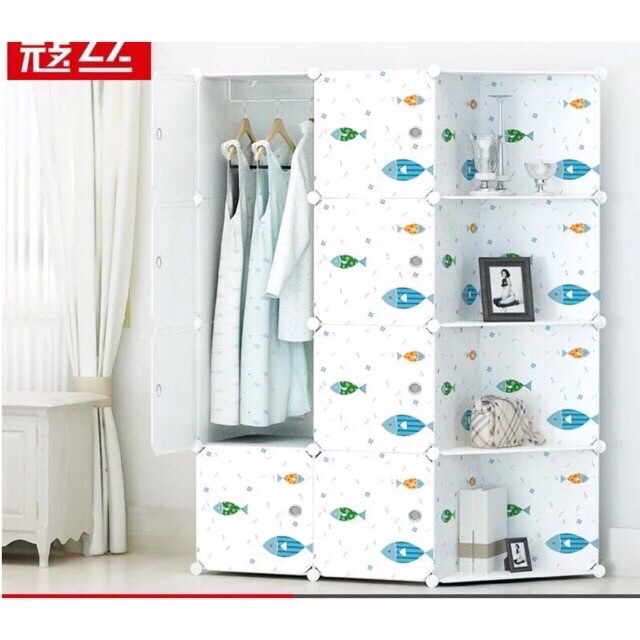 Tủ nhựa ghép-tủ quần áo 8+4 góc. Tặng kèm treo đồ. decor trang trí nhà cửa siêu xink