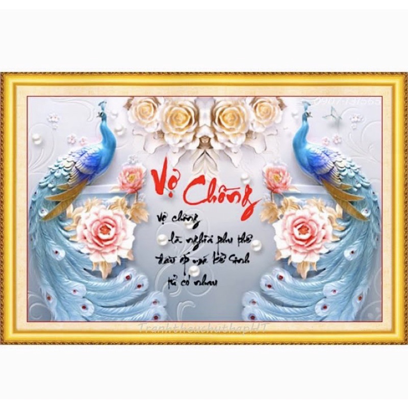Tranh Đính Đá-Tranh Thêu Vợ Chồng Lv191(75*50),Lv3131(63*43)