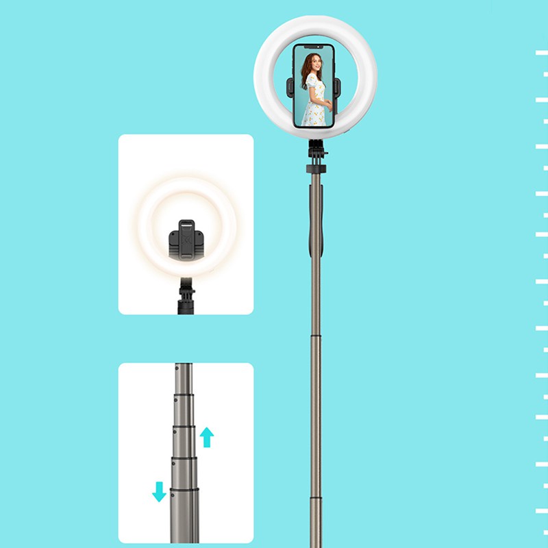 Gậy Chụp Ảnh Selfie Có Đèn Led 8 Inch 1.6m | BigBuy360 - bigbuy360.vn