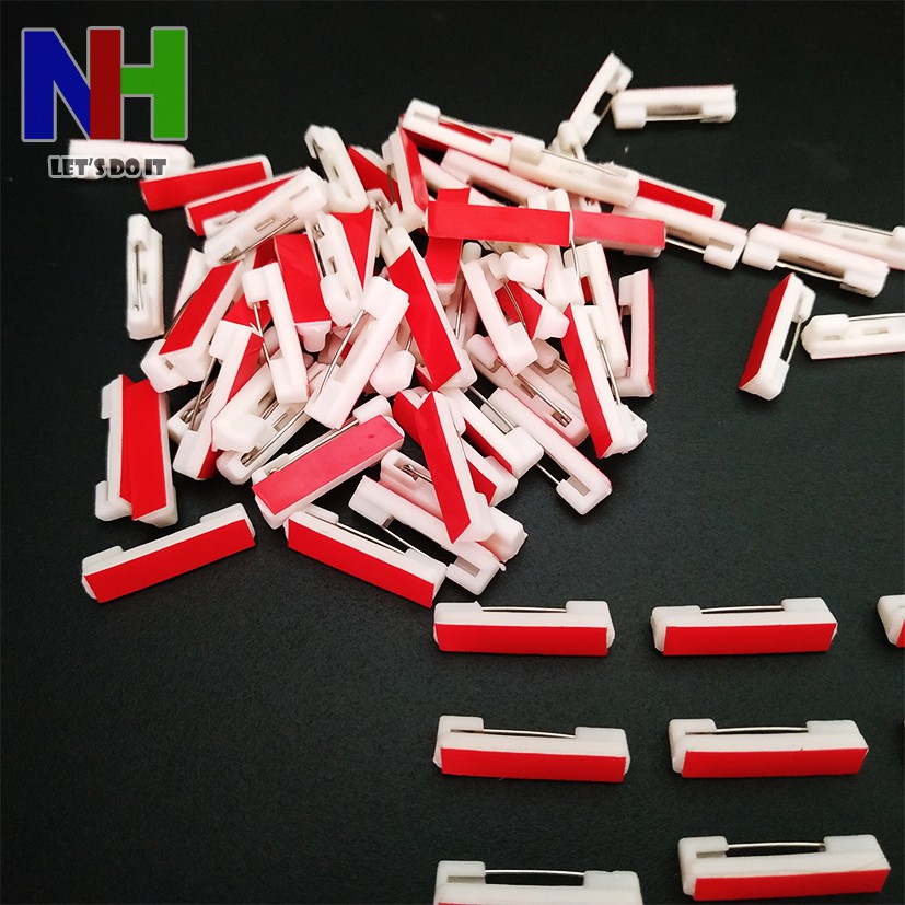 20 CÁI - Ghim cài nhựa làm bảng tên, huy hiệu size 2,2cm, có sẵn keo dán