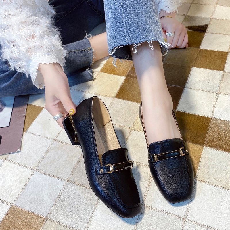 Giày Lười Da Mũi Vuông Thời Trang Cho Nữ