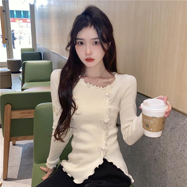 Jiashucheng Áo Sweater Dài Tay Thiết Kế Không Đồng Đều Mùa Hè Dễ Phối Đồ Cho Nữ