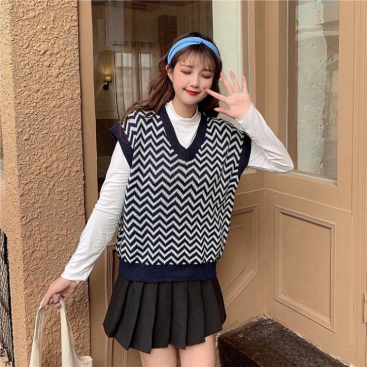 Gile Len Nữ GUMAX Ullzang, Áo Gile Len Sóng Cổ Chữ V Hàng Quảng Châu Thời Trang Cao Cấp | BigBuy360 - bigbuy360.vn