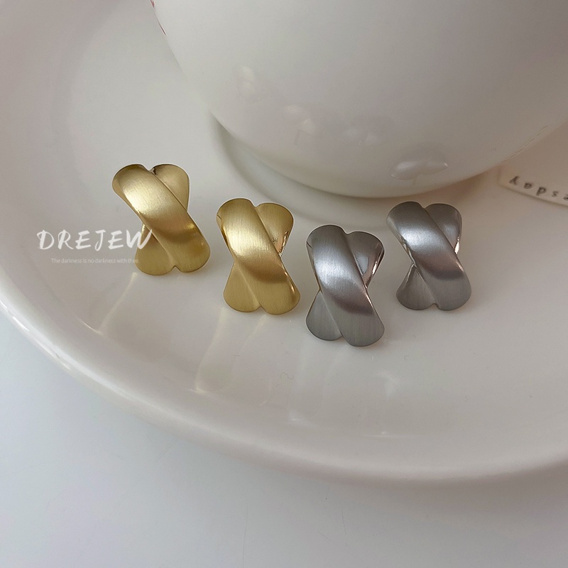 DREJEW Khuyên tai kim loại kiểu hình học phong cách Hàn Quốc cá tính cho nữ