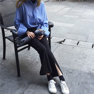 Quần thun cát ống loe xẻ