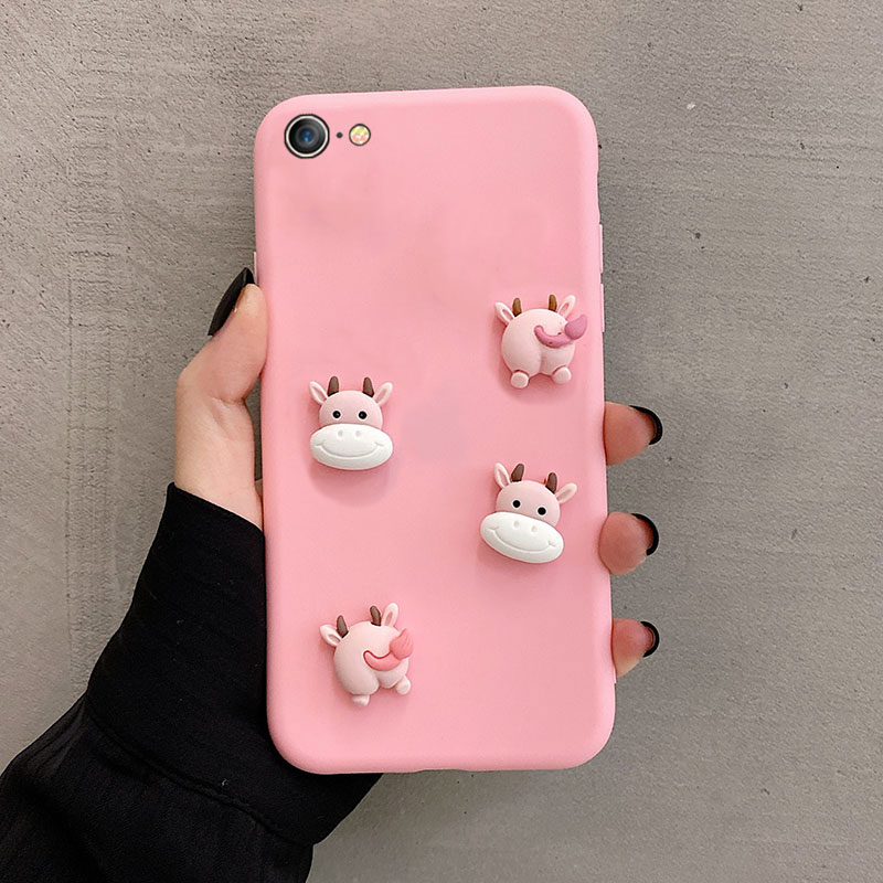 Ốp điện thoại 3D Cartoon cute cow head pink phone case cho SAMSUNG S6 S7 edge S8 S9 PLUS S10 S20 S21 ultra S10E soft shell