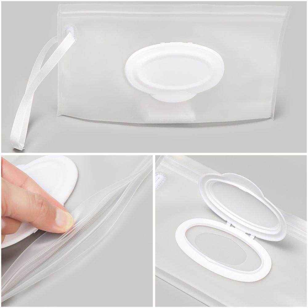 Bebetterm 1Pc Reusable Wet Wipe Bag Transparent Eco-Friendly Plastic Snap Strap Clamshell Box   Case