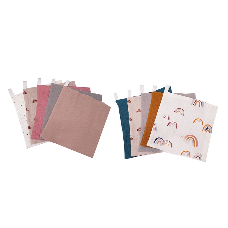 Bộ 5 Khăn Lau Mặt Vải Cotton Mềm Mại Thấm Hút Tốt Cho Bé Mẫu Giáo