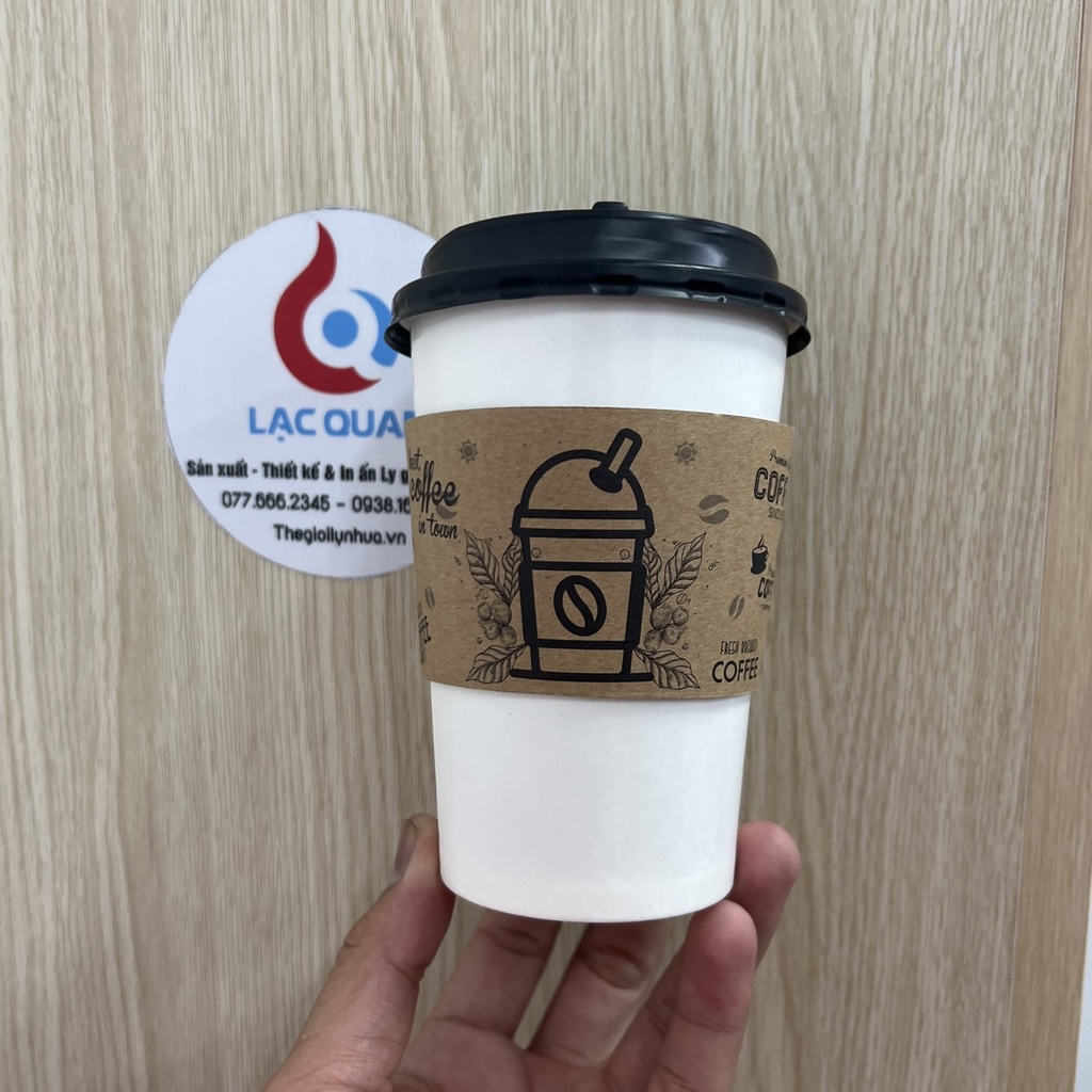 200 bọc ly cầm tay, cover giấy chống nóng và chống ướt tay cho các size ly nhựa, ly giấy từ 360ml đến 650ml