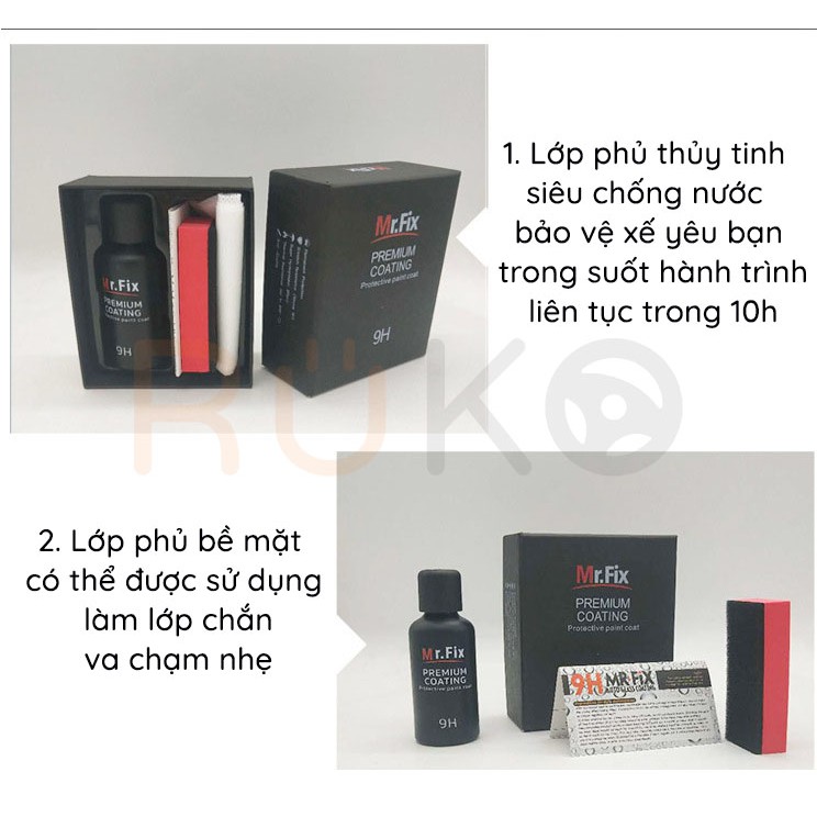 Bộ dung dịch Nano phủ bóng xe chống trầy nâng cấp Mr.Fix Premium Coating 9H