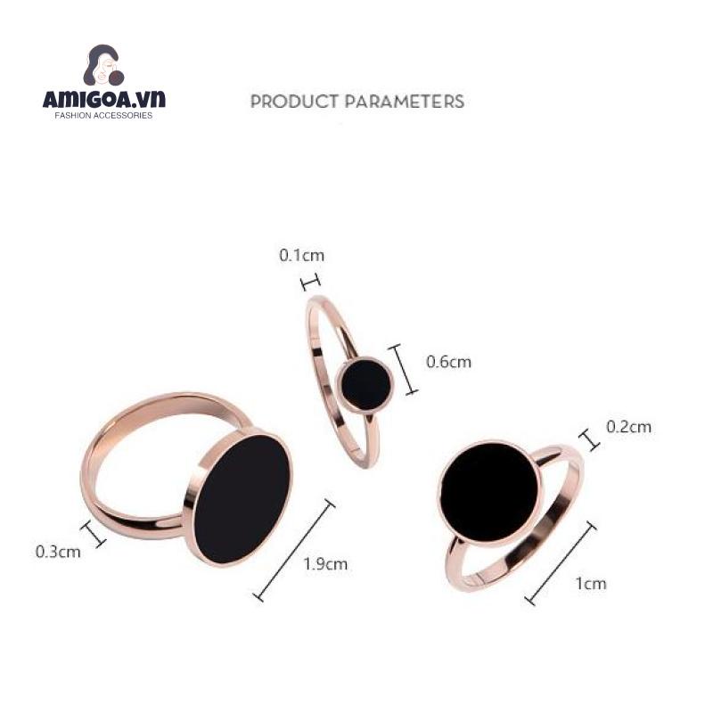 ✨✨Nhẫn Thép Titan Màu Đen Bóng Không Phai Màu Đơn Giản Phóng Khoáng Không Phai Khi Đi Du Lịch