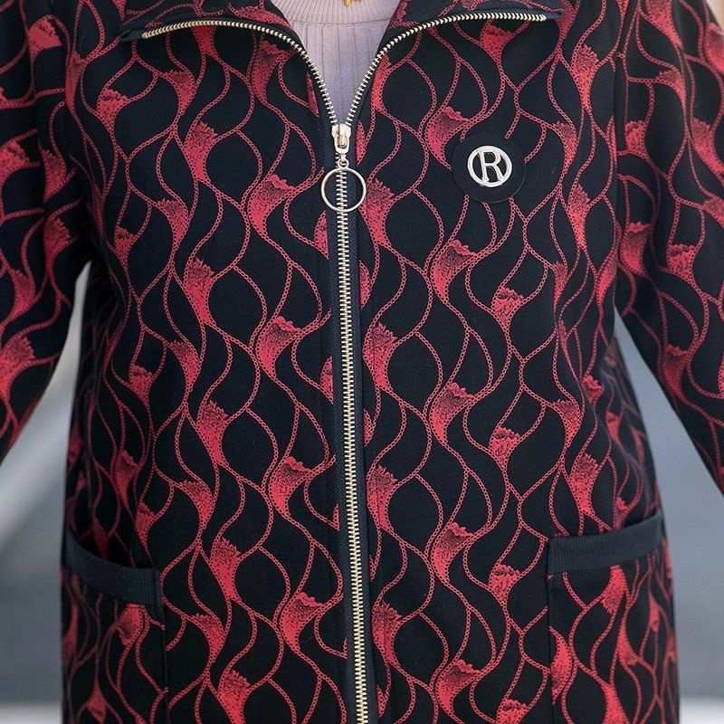 Áo Khoác Ngắn Dáng Rộng In Họa Tiết Phong Cách Phương Tây Thời Trang Xuân Thu Mới Cho Phụ Nữ Trung Niên