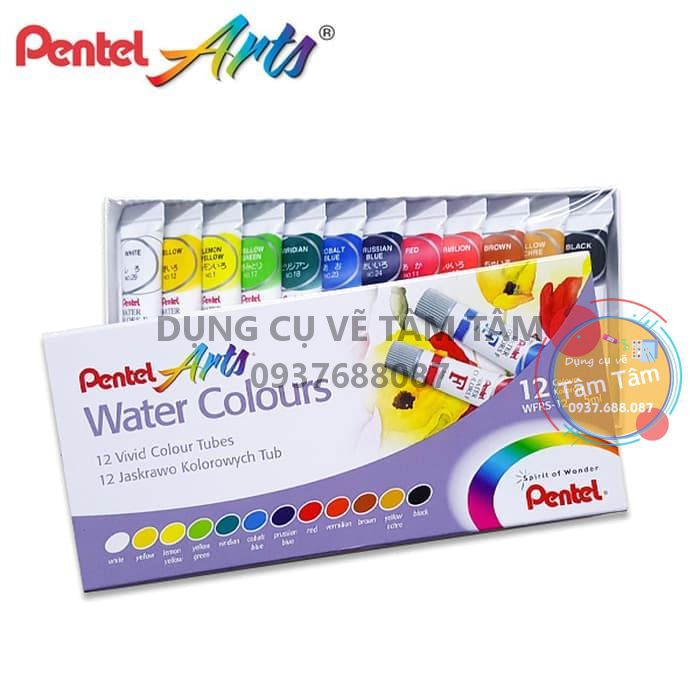 [ TÂM TÂM ]-Màu nước Pentel 12/18/24 màu, Water color pentel 12/18/24 màu-