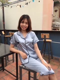 ( Freesize Lụa ) Đồ Bộ Pijama Lụa Nơ - Tay Ngắn Quần Lửng