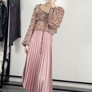 Chân váy Zara màu Hồng ( Pleated Skirt )