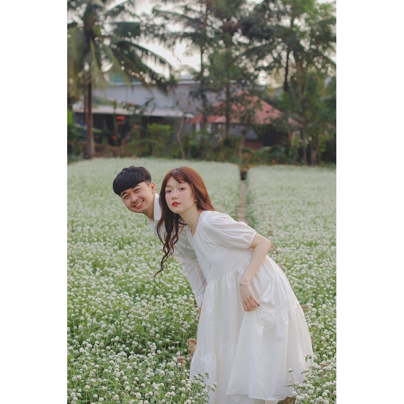 LEN clothing Đầm babydoll ngắn tay trắng 787200