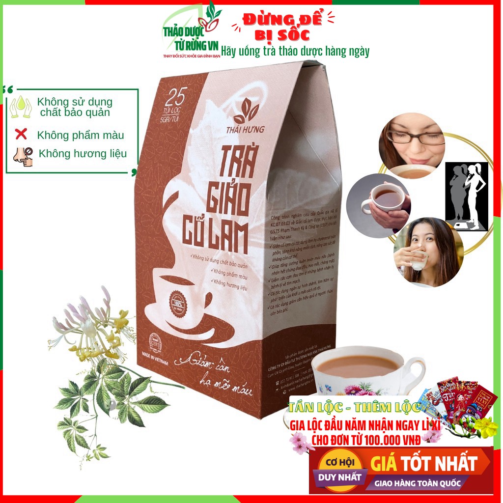 Trà Giảm Cân Giảm Mỡ Máu Trà Giảo Cổ Lam 125g 25 Túi Lọc 2,5g/ túi Thảo Dược Từ Rừng VN | BigBuy360 - bigbuy360.vn