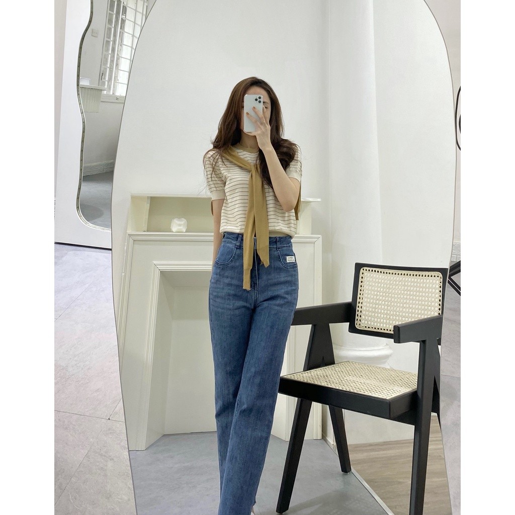 ( Ảnh thật ) S215 Set áo len kẻ kèm khăn choàng ulzzang QCCC