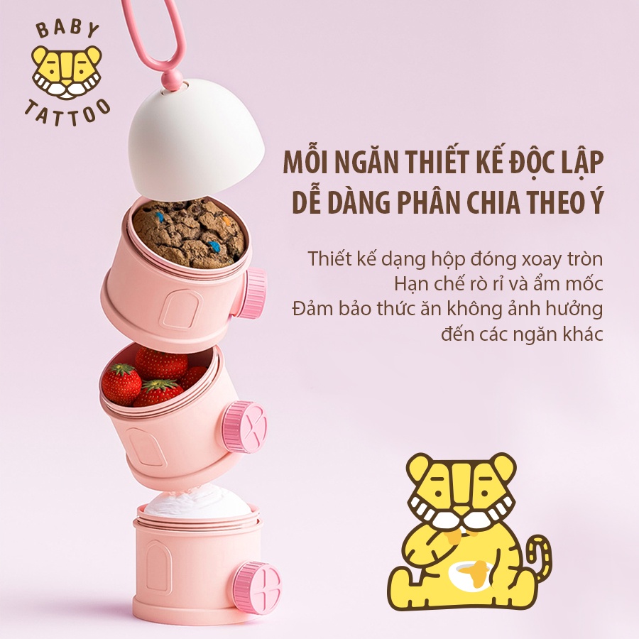 Hộp Chia Bột Sữa, Thức Ăn Nhiều Ngăn, Tiện Lợi, Đa Năng BABY TATTOO