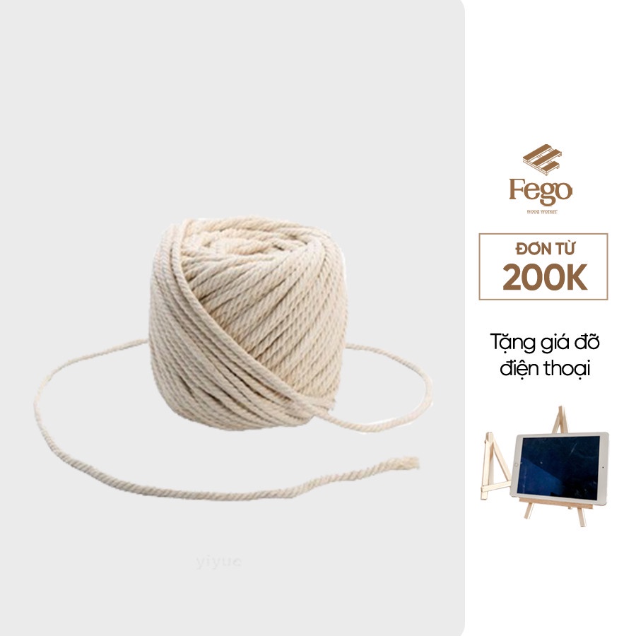 [Mã LIFEMALL250254 giảm 100K đơn 250K] Combo 2 Dây thừng macrame se cotton, dây thừng trang trí 5mm dài 1m