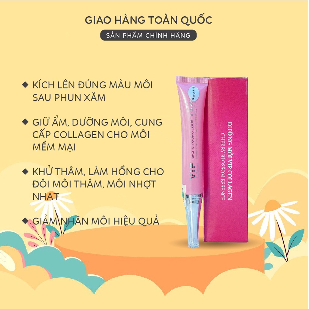 Son Dưỡng Collagen, Kem Dưỡng Môi Kích Màu Sau Phun Xăm, Son Dưỡng Hồng Môi Vip Collagen - Tuýp 20ml