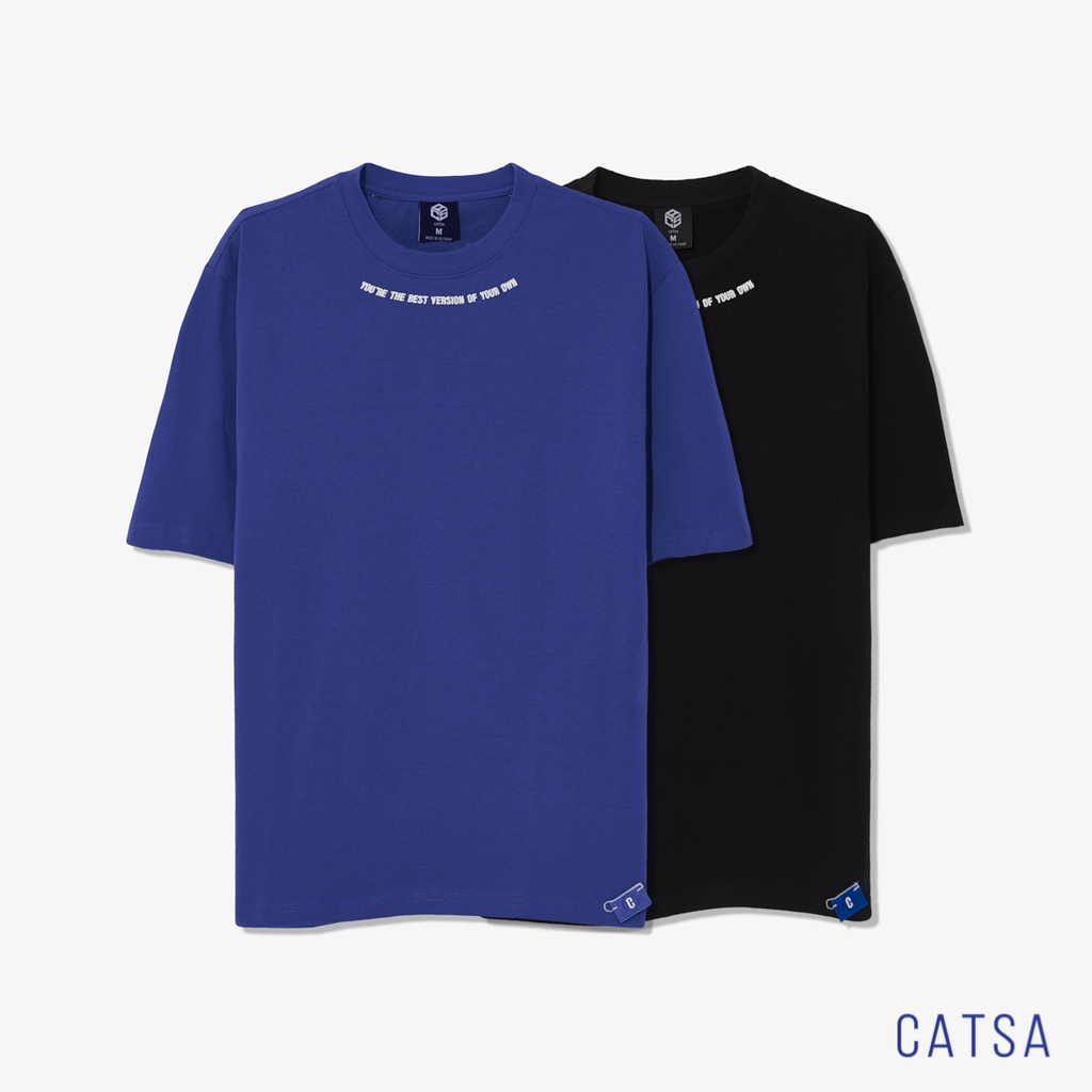 Áo thun nam cổ tròn Tự Tin in họa tiết form Oversize thun cotton cao cấp, thấm hút mồ hôi CATSA ATN324 - ATN325