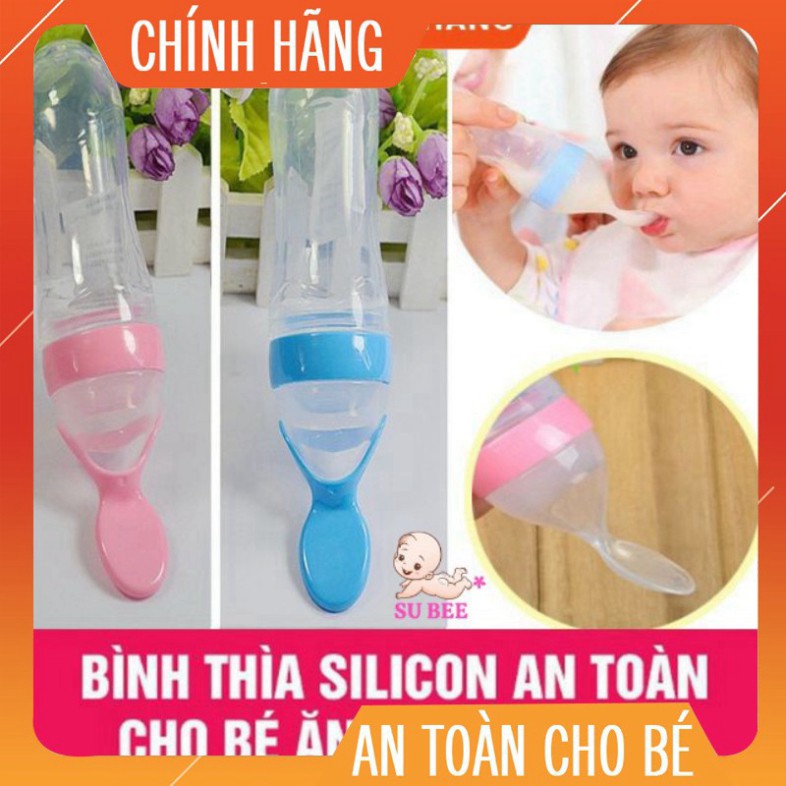 [Chính hãng] Bình thìa ăn dặm bón cháo đút bột uống sữa chất liệu silicon an toàn cao cấp