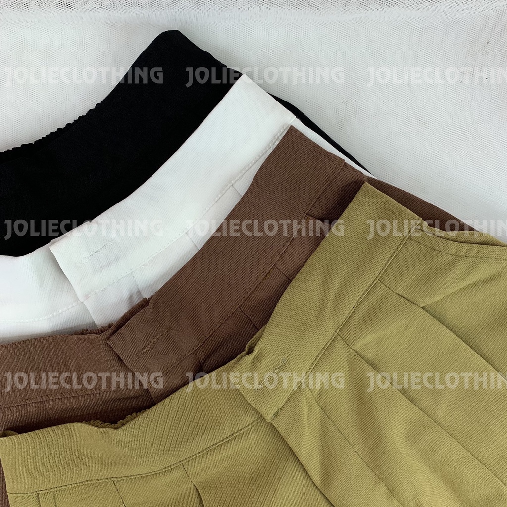 Quần short nữ ống rộng, lưng thun, quần đùi nữ ba màu đen, be, trắng