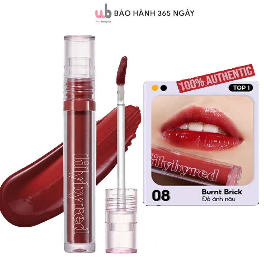 Son Tint Lilybyred 08 [Chính Hãng],Màu Burnt Brick,Đỏ Gạch,Được Săn Lùng Dữ Dội,Son Có Dưỡng Nhẹ,Không Bết Dính.