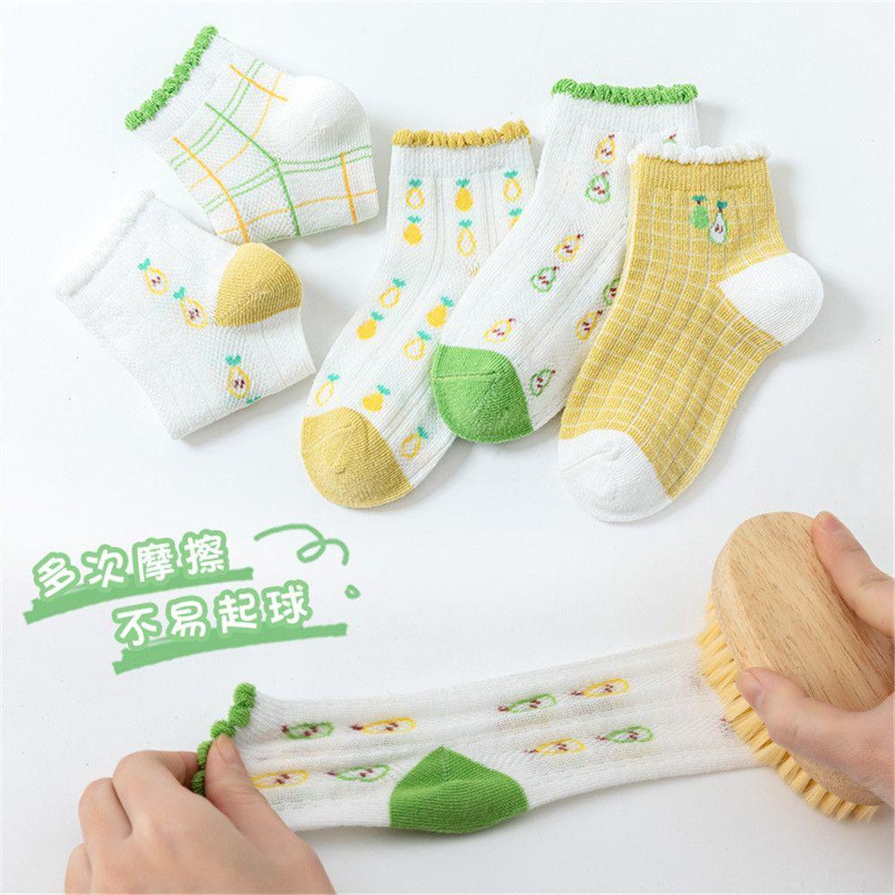 Set 5 Đôi Vớ Cổ Ngắn Mềm Mại Giữ Ấm Thoải Mái Họa Tiết Hoạt Hình Cho Bé Trai Và Gái