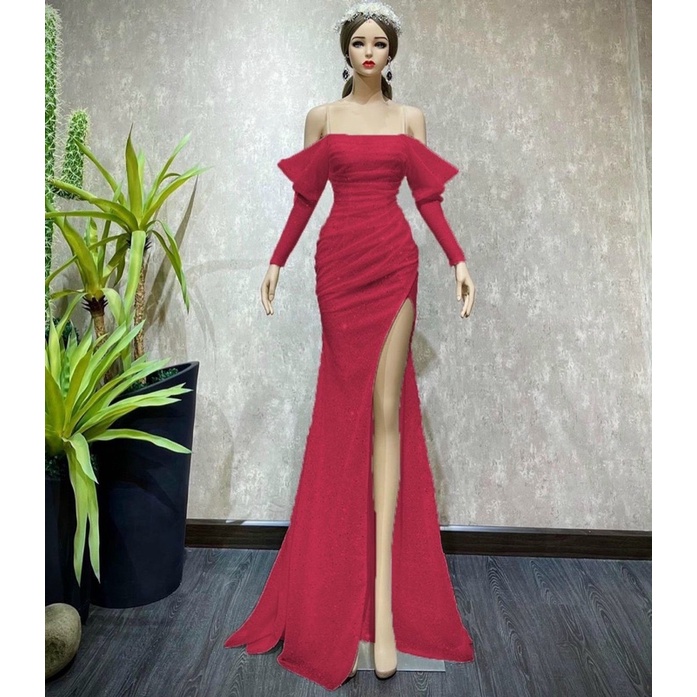 Đầm maxi dạ hội dự tiệc kim sa xẻ đùi sang trọng TRIPBLE T DRESS - size M/L - MS147Y