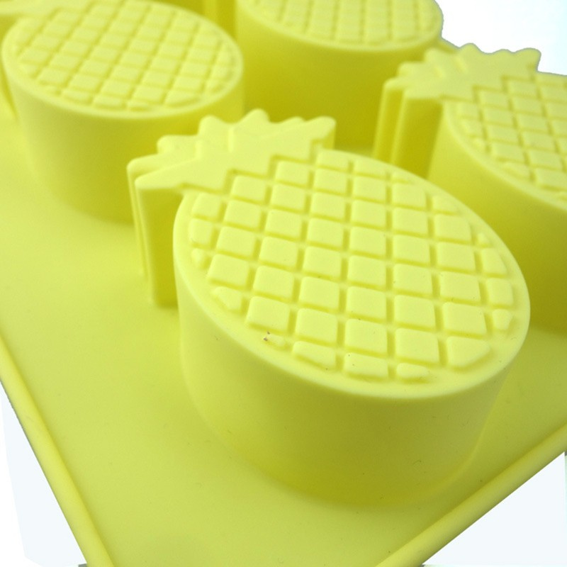 Khuôn Làm Bánh Bằng Silicon 6 Ô Tạo Hình Quả Dứa 3D Tiện Dụng