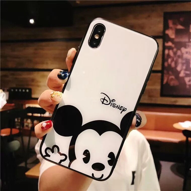 Ốp Điện Thoại Mặt Kính In Hình Chuột Mickey Cho Iphone 12 11pro Se2 Xs Max Xr I6 I7 I8 Plus