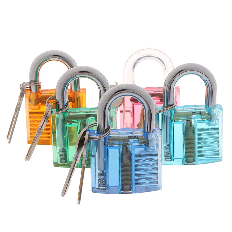 [onsalezone]Transparent Visible Pick Practice Padlock Lock With Key Removing Hook Kit