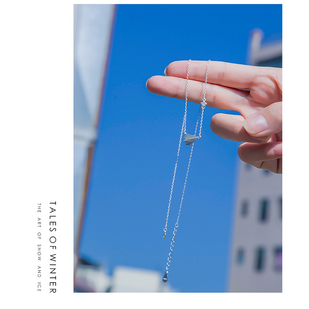 Vòng cổ bạc nữ PANSY hình máy bay thời trang, dây chuyền bạc Ý cao cấp The Planes