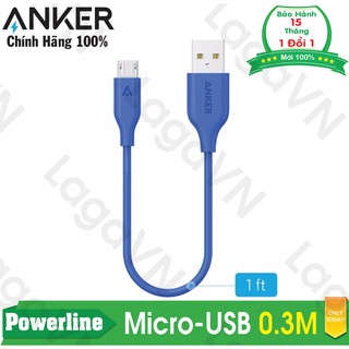 Cáp sạc siêu bền anker powerline micro-usb 0.3m cho android
